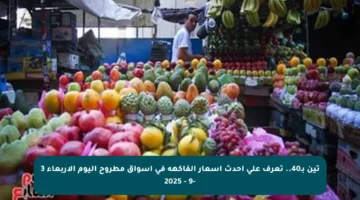 تين بـ40.. تعرف على أحدث أسعار الفاكهة في أسواق مطروح اليوم الأربعاء 3 -9 – 2025